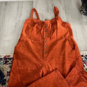 Burnt orange corduroy jumpsuit